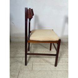 LOTTO 4 SEDIE VINTAGE 1960 ITALY LEGNO PALISSANDRO CURVATO SEDUTA STOFFA BEIGE