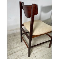 LOTTO 4 SEDIE VINTAGE 1960 ITALY LEGNO PALISSANDRO CURVATO SEDUTA STOFFA BEIGE