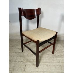 LOTTO 4 SEDIE VINTAGE 1960 ITALY LEGNO PALISSANDRO CURVATO SEDUTA STOFFA BEIGE