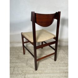LOTTO 4 SEDIE VINTAGE 1960 ITALY LEGNO PALISSANDRO CURVATO SEDUTA STOFFA BEIGE