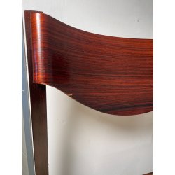 LOTTO 4 SEDIE VINTAGE 1960 ITALY LEGNO PALISSANDRO CURVATO SEDUTA STOFFA BEIGE