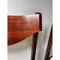 LOTTO 4 SEDIE VINTAGE 1960 ITALY LEGNO PALISSANDRO CURVATO SEDUTA STOFFA BEIGE