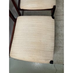 LOTTO 4 SEDIE VINTAGE 1960 ITALY LEGNO PALISSANDRO CURVATO SEDUTA STOFFA BEIGE