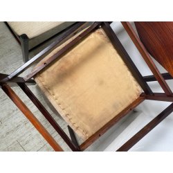 LOTTO 4 SEDIE VINTAGE 1960 ITALY LEGNO PALISSANDRO CURVATO SEDUTA STOFFA BEIGE