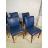 6 SEDIE VINTAGE ANNI 70 STILE FRAU DI FABRIZIO SMANIA LEGNO PELLE BLU PRANZO ITA