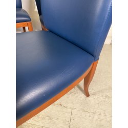 6 SEDIE VINTAGE ANNI 70 STILE FRAU DI FABRIZIO SMANIA LEGNO PELLE BLU PRANZO ITA