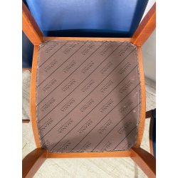 6 SEDIE VINTAGE ANNI 70 STILE FRAU DI FABRIZIO SMANIA LEGNO PELLE BLU PRANZO ITA