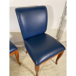 6 SEDIE VINTAGE ANNI 70 STILE FRAU DI FABRIZIO SMANIA LEGNO PELLE BLU PRANZO ITA