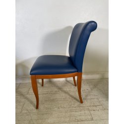 6 SEDIE VINTAGE ANNI 70 STILE FRAU DI FABRIZIO SMANIA LEGNO PELLE BLU PRANZO ITA