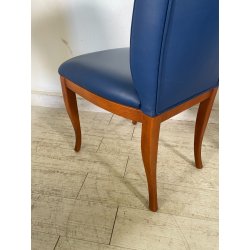 6 SEDIE VINTAGE ANNI 70 STILE FRAU DI FABRIZIO SMANIA LEGNO PELLE BLU PRANZO ITA