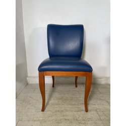 6 SEDIE VINTAGE ANNI 70 STILE FRAU DI FABRIZIO SMANIA LEGNO PELLE BLU PRANZO ITA