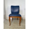 6 SEDIE VINTAGE ANNI 70 STILE FRAU DI FABRIZIO SMANIA LEGNO PELLE BLU PRANZO ITA