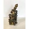 antico ORNAMENTO in BRONZO per CORNA di BESTIAME decorativo CAMPANELLI INDIANO