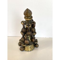 antico ORNAMENTO in BRONZO per CORNA di BESTIAME decorativo CAMPANELLI INDIANO