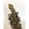 antico ORNAMENTO in BRONZO per CORNA di BESTIAME decorativo CAMPANELLI INDIANO