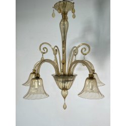 ANTICO LAMPADARIO VETRO MURANO fumè Attr. Vittorio Zecchin VINTAGE 1950 5 LUCI