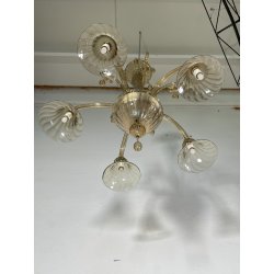 ANTICO LAMPADARIO VETRO MURANO fumè Attr. Vittorio Zecchin VINTAGE 1950 5 LUCI