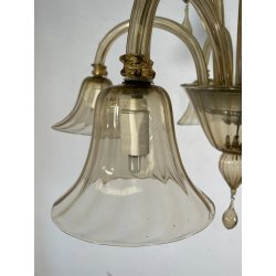 ANTICO LAMPADARIO VETRO MURANO fumè Attr. Vittorio Zecchin VINTAGE 1950 5 LUCI