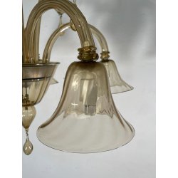ANTICO LAMPADARIO VETRO MURANO fumè Attr. Vittorio Zecchin VINTAGE 1950 5 LUCI