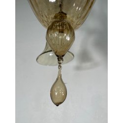 ANTICO LAMPADARIO VETRO MURANO fumè Attr. Vittorio Zecchin VINTAGE 1950 5 LUCI