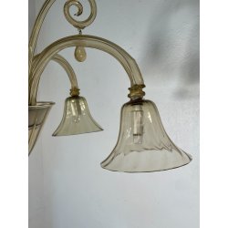 ANTICO LAMPADARIO VETRO MURANO fumè Attr. Vittorio Zecchin VINTAGE 1950 5 LUCI