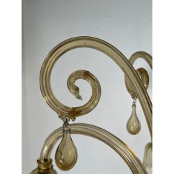 ANTICO LAMPADARIO VETRO MURANO fumè Attr. Vittorio Zecchin VINTAGE 1950 5 LUCI