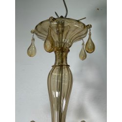ANTICO LAMPADARIO VETRO MURANO fumè Attr. Vittorio Zecchin VINTAGE 1950 5 LUCI