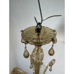 ANTICO LAMPADARIO VETRO MURANO fumè Attr. Vittorio Zecchin VINTAGE 1950 5 LUCI