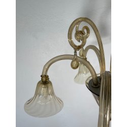 ANTICO LAMPADARIO VETRO MURANO fumè Attr. Vittorio Zecchin VINTAGE 1950 5 LUCI