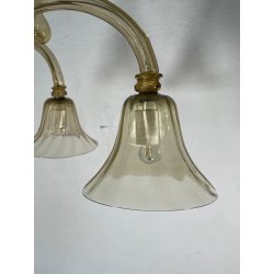 ANTICO LAMPADARIO VETRO MURANO fumè Attr. Vittorio Zecchin VINTAGE 1950 5 LUCI