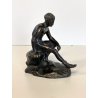 DIO HERMES a RIPOSO antica PICCOLA SCULTURA in BRONZO h 10,5 cm STATUA '900