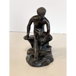 DIO HERMES a RIPOSO antica PICCOLA SCULTURA in BRONZO h 10,5 cm STATUA '900