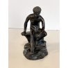 DIO HERMES a RIPOSO antica PICCOLA SCULTURA in BRONZO h 10,5 cm STATUA '900