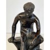 DIO HERMES a RIPOSO antica PICCOLA SCULTURA in BRONZO h 10,5 cm STATUA '900