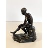 DIO HERMES a RIPOSO antica PICCOLA SCULTURA in BRONZO h 10,5 cm STATUA '900