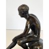 DIO HERMES a RIPOSO antica PICCOLA SCULTURA in BRONZO h 10,5 cm STATUA '900