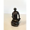 DIO HERMES a RIPOSO antica PICCOLA SCULTURA in BRONZO h 10,5 cm STATUA '900