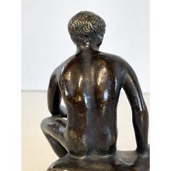DIO HERMES a RIPOSO antica PICCOLA SCULTURA in BRONZO h 10,5 cm STATUA '900
