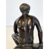 DIO HERMES a RIPOSO antica PICCOLA SCULTURA in BRONZO h 10,5 cm STATUA '900