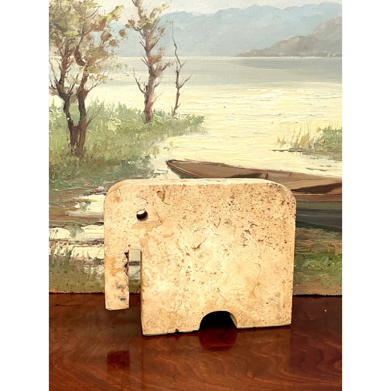 OROGINALE SCULTURA ELEFANTE Fratelli MANNELLI travertino RAMPOLANO firmata SIGNA