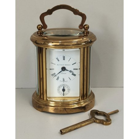 ANTICO OROLOGIO 8 giorni OFFICIER Matthew Norman Sveglia VINTAGE Travel Clock
