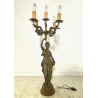 ANTICA LAMPADA BRONZO LIBERTY CANDELABRO 5 LUCI STATUA DIANA CACCIATRICE 82 cm/h