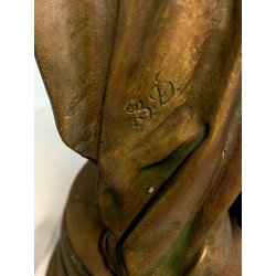 ANTICA LAMPADA BRONZO LIBERTY CANDELABRO 5 LUCI STATUA DIANA CACCIATRICE 82 cm/h