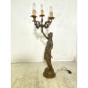 ANTICA LAMPADA BRONZO LIBERTY CANDELABRO 5 LUCI STATUA DIANA CACCIATRICE 82 cm/h