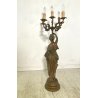 ANTICA LAMPADA BRONZO LIBERTY CANDELABRO 5 LUCI STATUA DIANA CACCIATRICE 82 cm/h