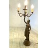 ANTICA LAMPADA BRONZO LIBERTY CANDELABRO 5 LUCI STATUA DIANA CACCIATRICE 82 cm/h