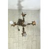 ANTICA LAMPADA BRONZO LIBERTY CANDELABRO 5 LUCI STATUA DIANA CACCIATRICE 82 cm/h
