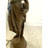 ANTICA LAMPADA BRONZO LIBERTY CANDELABRO 5 LUCI STATUA DIANA CACCIATRICE 82 cm/h