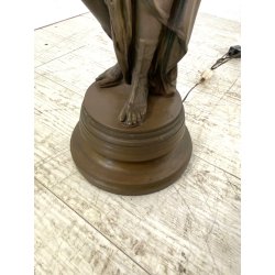 ANTICA LAMPADA BRONZO LIBERTY CANDELABRO 5 LUCI STATUA DIANA CACCIATRICE 82 cm/h