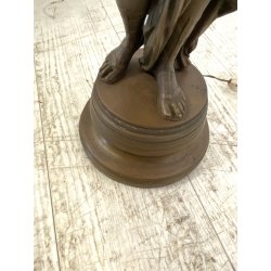 ANTICA LAMPADA BRONZO LIBERTY CANDELABRO 5 LUCI STATUA DIANA CACCIATRICE 82 cm/h